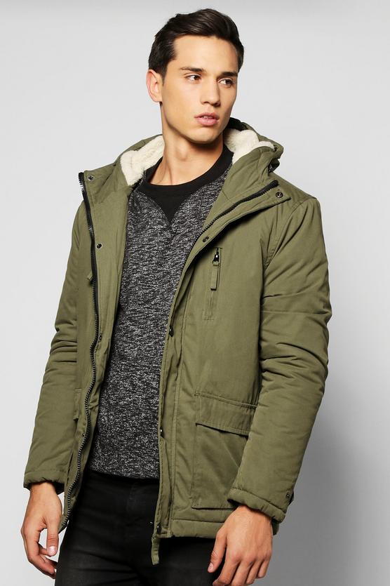 Borg Lined Double Pocket Parka